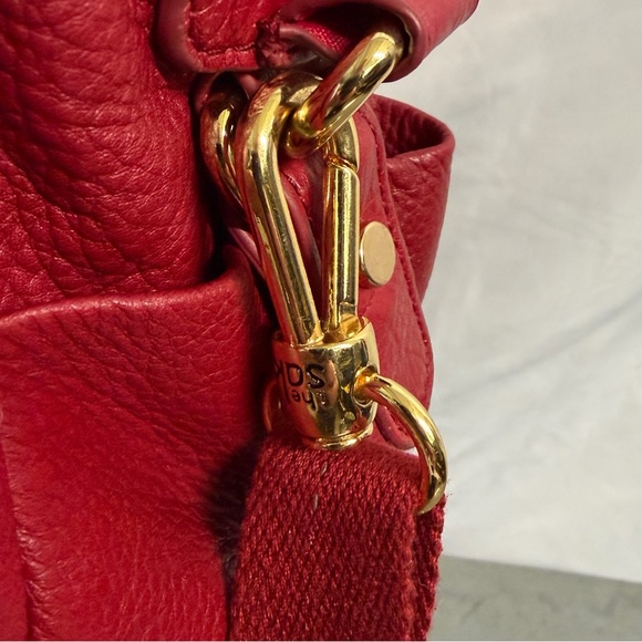 the Sak Cherry Red Pebbled Leather Crossbody Shoulder Bag with Gold Hardware - Picture 7 of 11